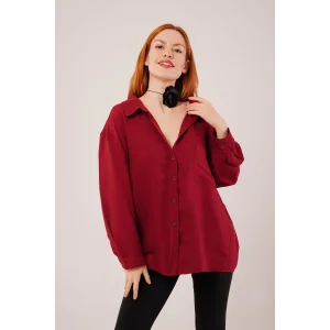 Basic Oversize Bordo Gömlek