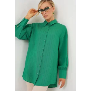 Çizgili Uzun Gömlek Tunik 5963 - Yeşil