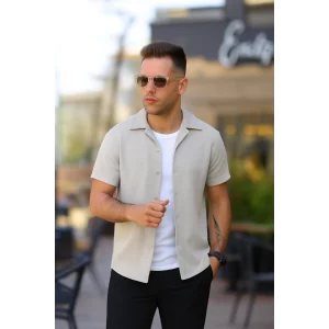 Erkek Kısa Kollu örme Kumaş Pamuklu Gömlek