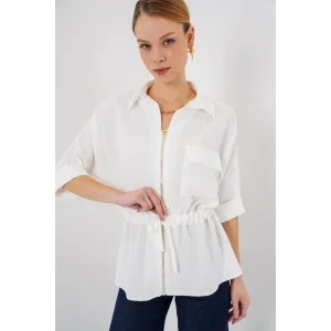 Fermuarlı Gömlek 0721 - Beyaz