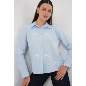 Fiyonk Detay Gömlek 20311 - Mavi