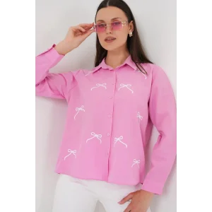 Fiyonk Detay Gömlek 20311 - Pembe