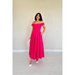 Fuşya Jakarlı Elbise