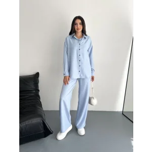 Gömlek Pantolon Ikili Takım - Bebek Mavisi