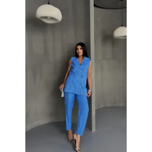 JAKAR KUMAŞ YELEK - PANTOLON TAKIM - Mavi