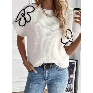 Kadın çiçek Detaylı Triko Bluz