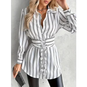 Kadın Kemer Detaylı Pamuk Polyester Gömlek Elbise