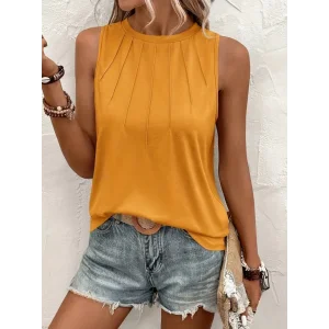 Kadın Kolsuz Bisiklet Yaka önden şerit Detaylı Viskon Bluz