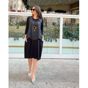 Kadın Viskon Kumaş Cep Detaylı üçlü Takım