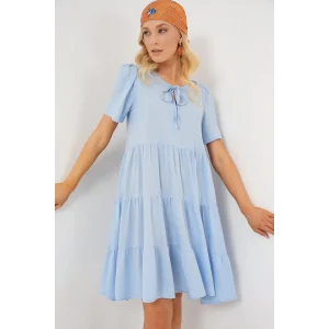 Kısa Kol Kısa Elbise 2554 - Mavi