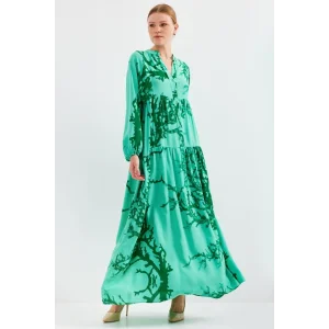 Koyu Yeşil Viskon Tesettür Elbise 2423