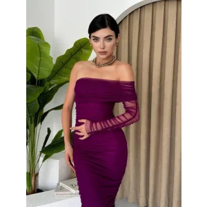 Polack Tek Omuz Tül Elbise