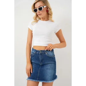 Püsküllü Mini Kot Etek 8051 - Lacivert