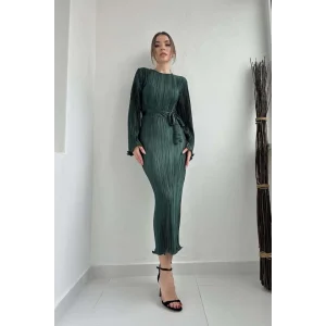 Zümrüt İspanyol Kol Piliseli Elbise