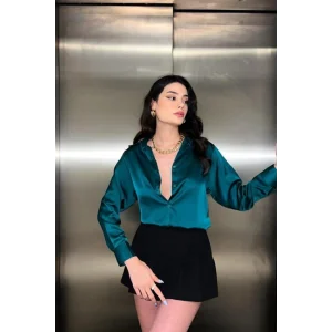 Zümrüt Saten Gömlek