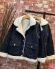 Yanları Cepli Kürklü Denim Ceket