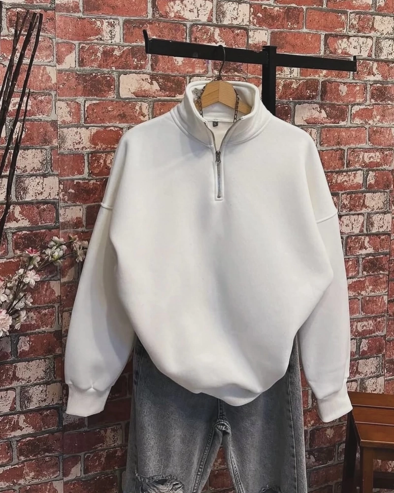 Yaka Fermuarlı Sweatshirt