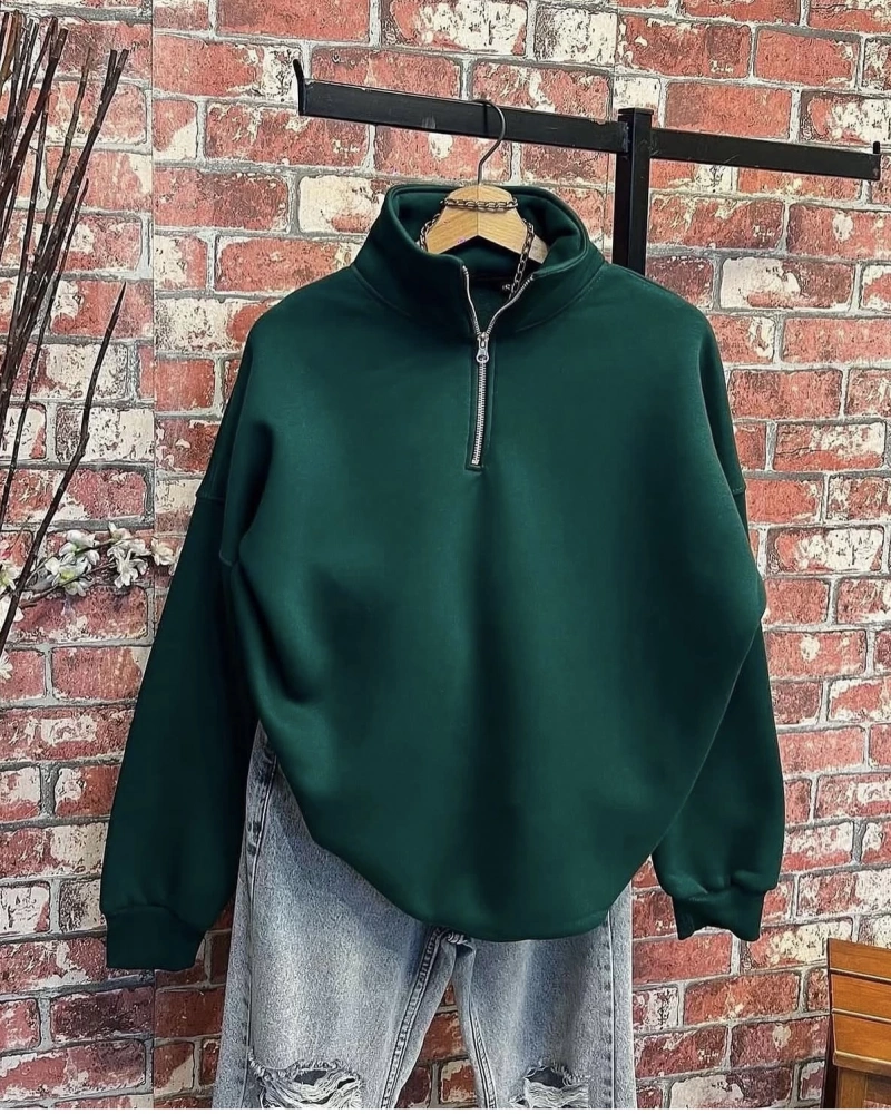 Yaka Fermuarlı Sweatshirt