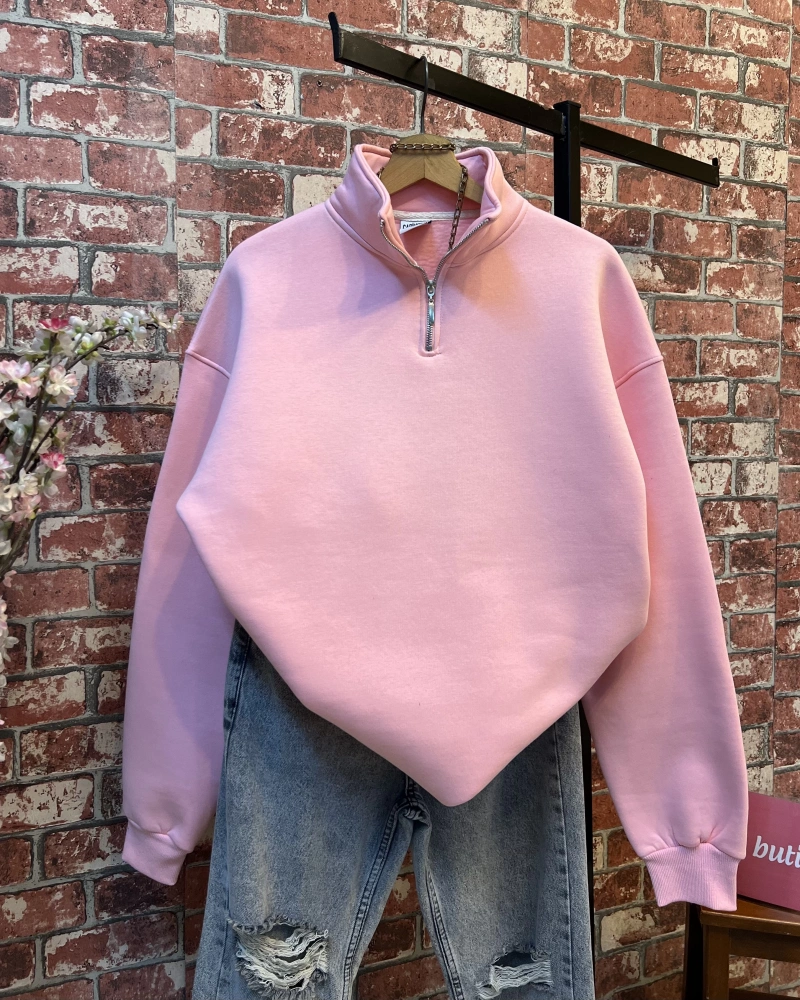 Yaka Fermuarlı Sweatshirt