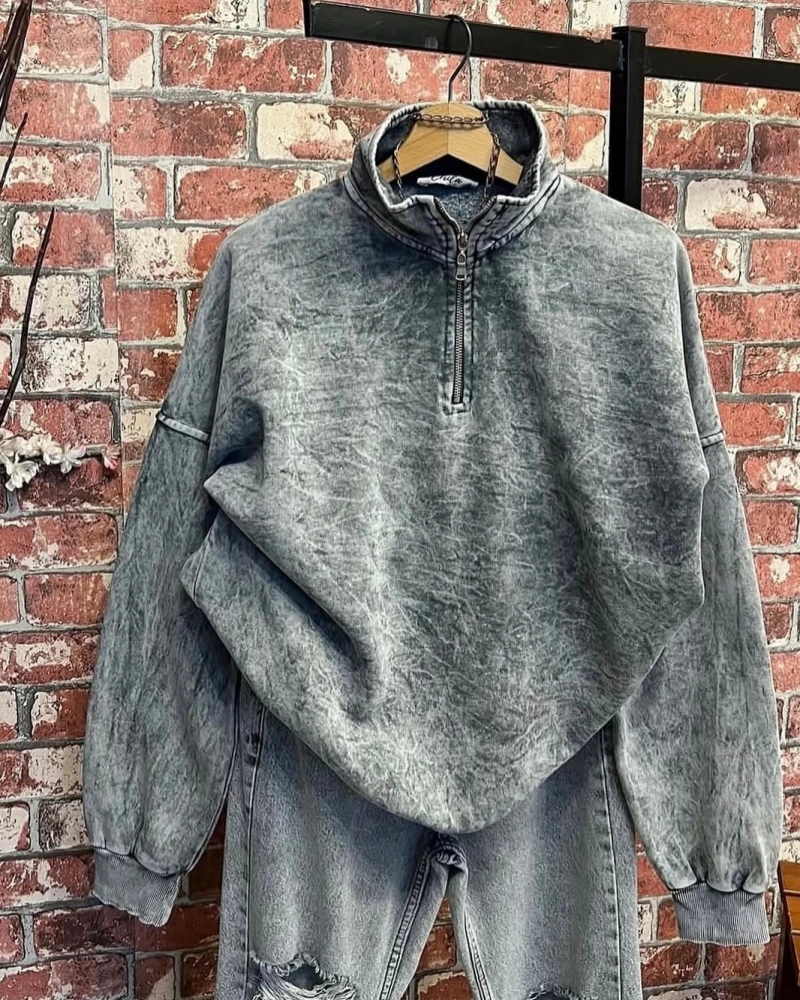 Oversize Yıkamalı Sweatshirt