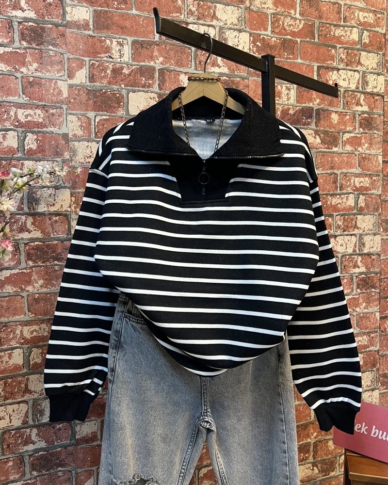 Yaka Fermuarlı Sweatshirt