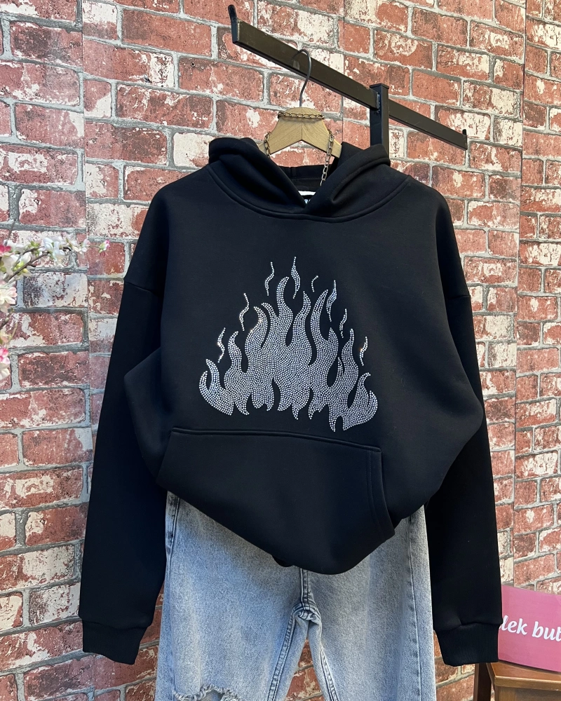 Taşlı Desen Sweatshirt