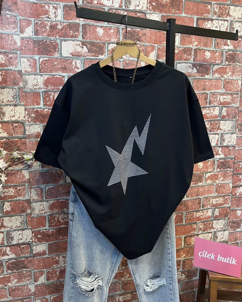 Yeni Sezon Taşlı Desen Tshirt