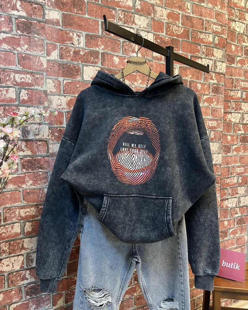 Oversize Yıkamalı Sweatshirt