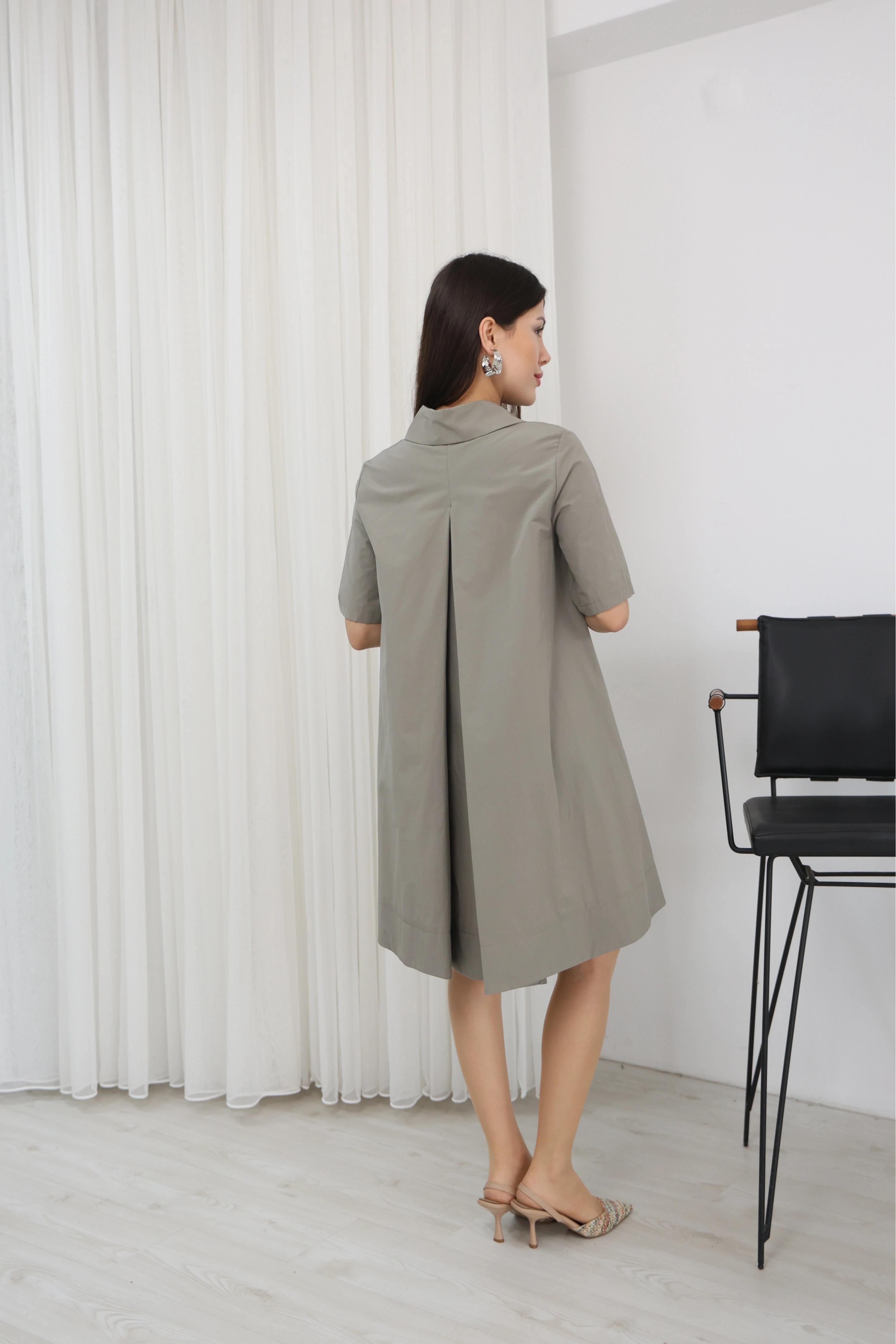 GÖMLEK YAKA ELBİSE- HAKİ