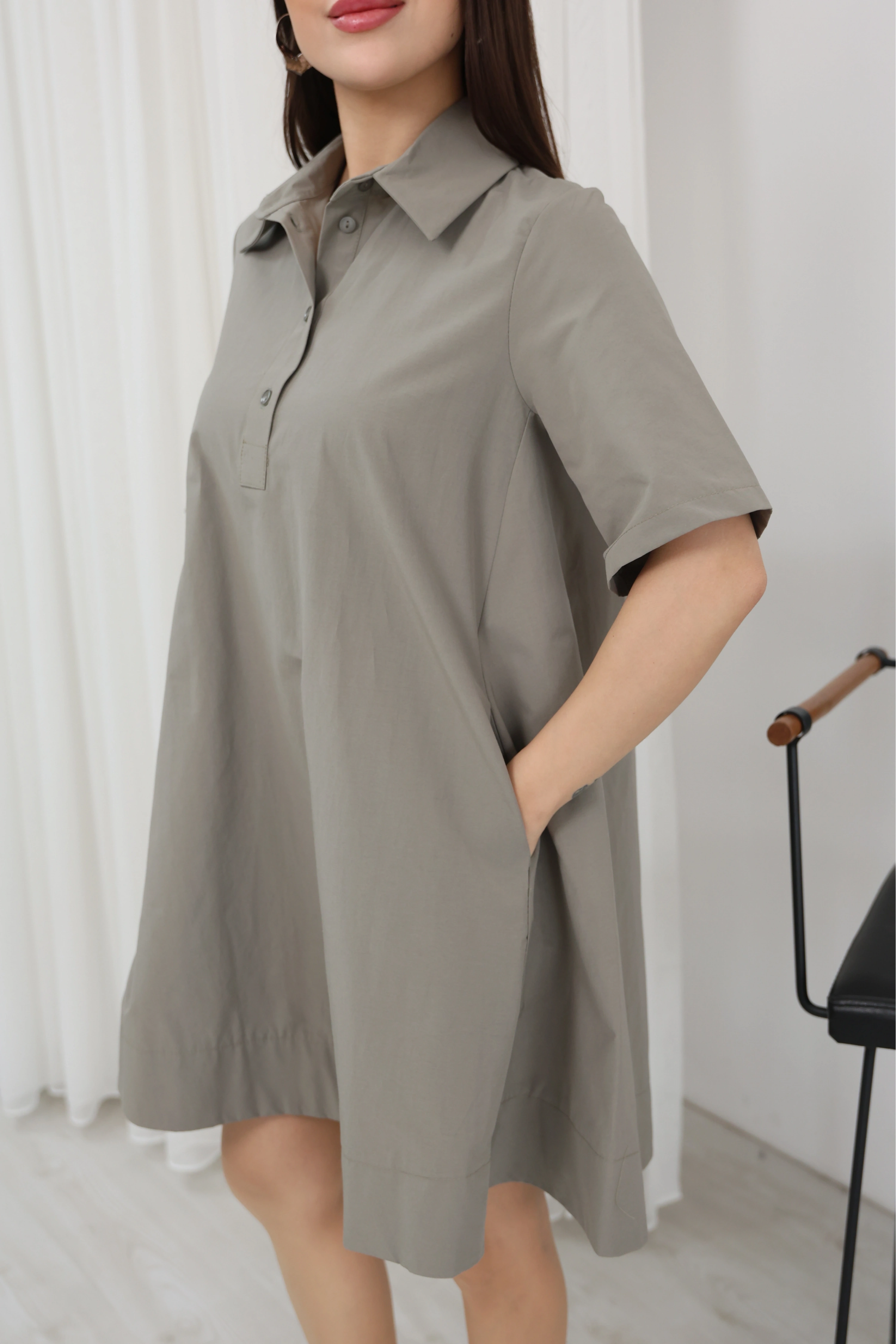 GÖMLEK YAKA ELBİSE- HAKİ