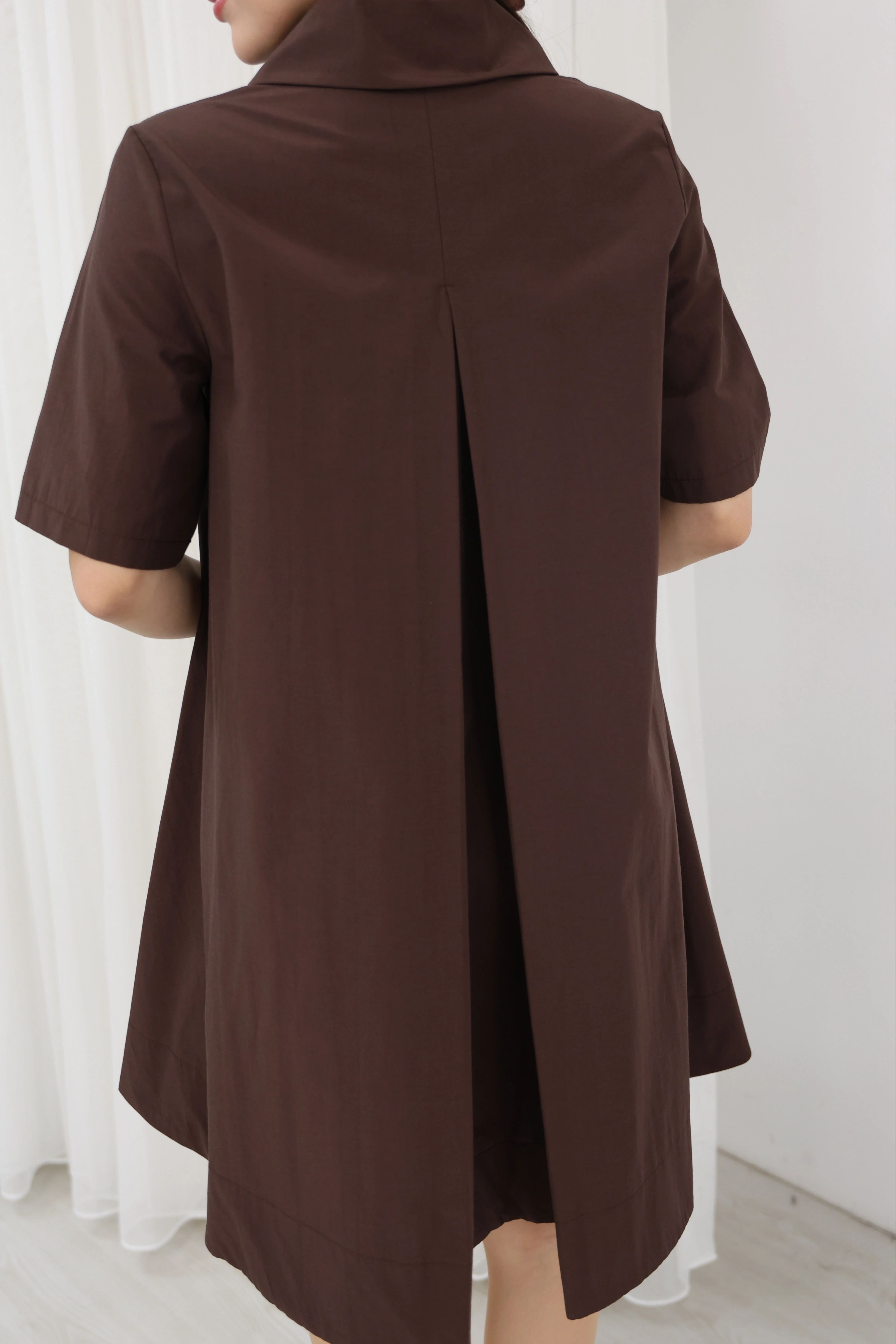 GÖMLEK YAKA ELBİSE - KAHVE