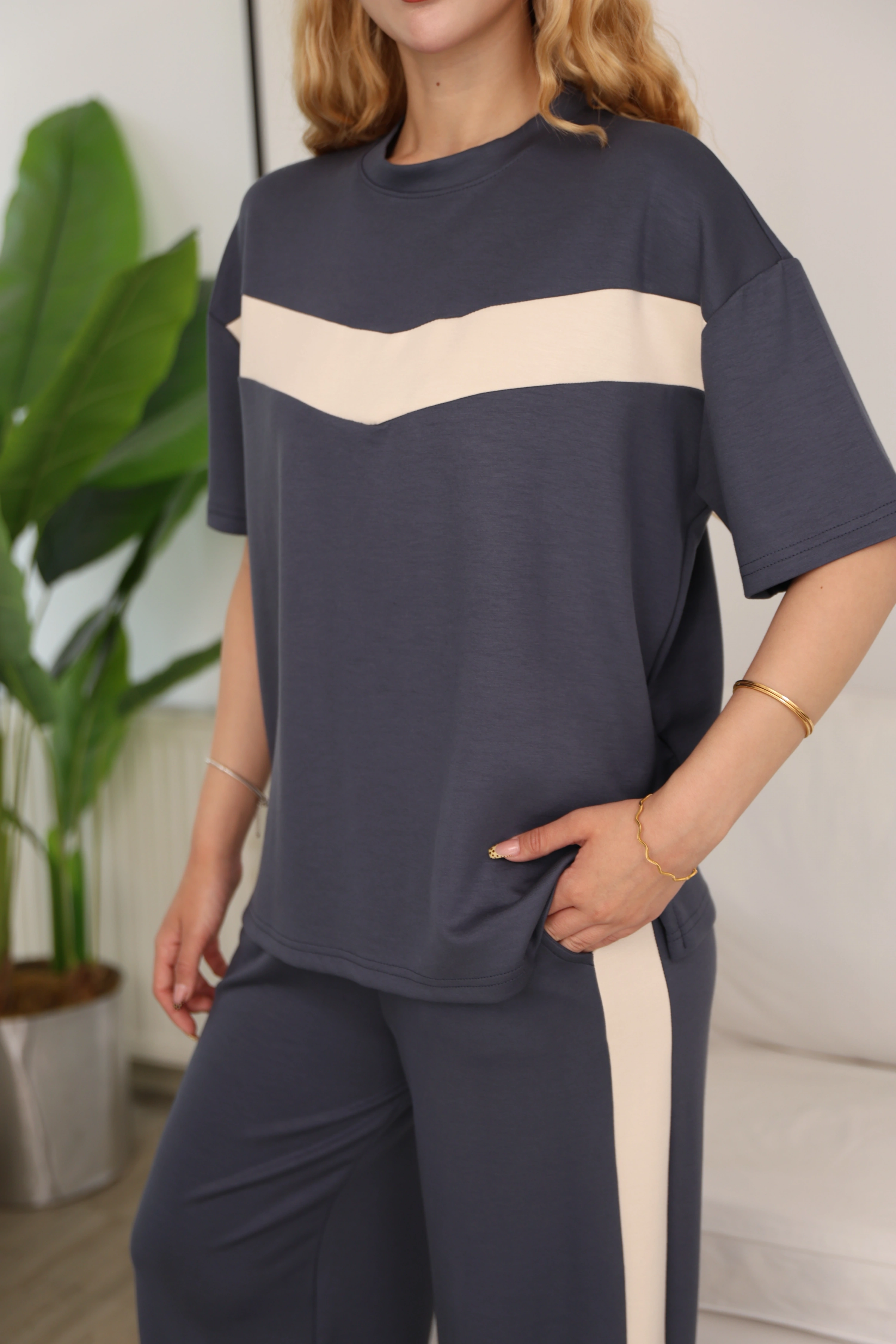 GARNİLİ MODAL 2Lİ TAKIM - GRİ