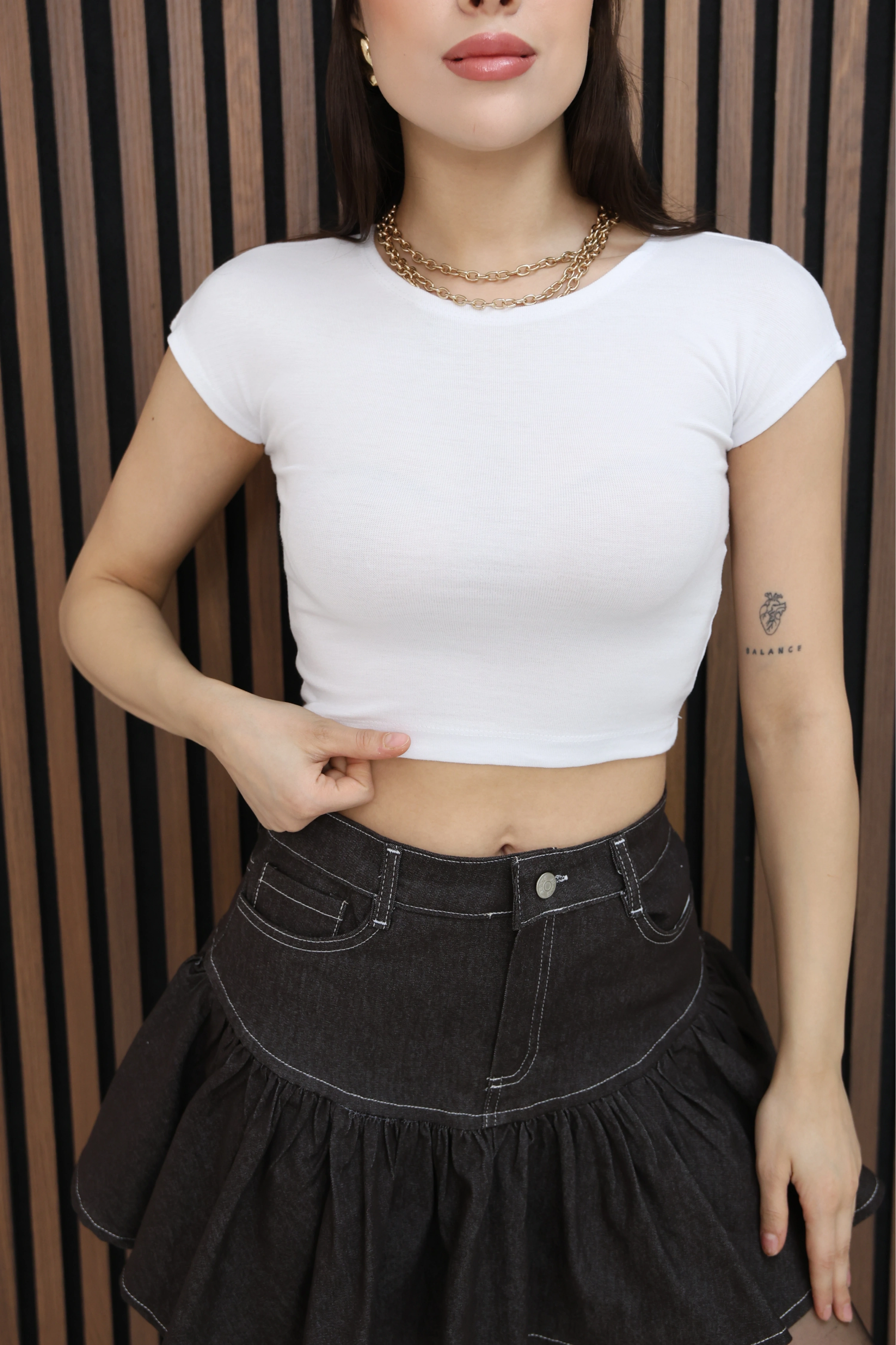 BASIC BODY CROP- BEYAZ
