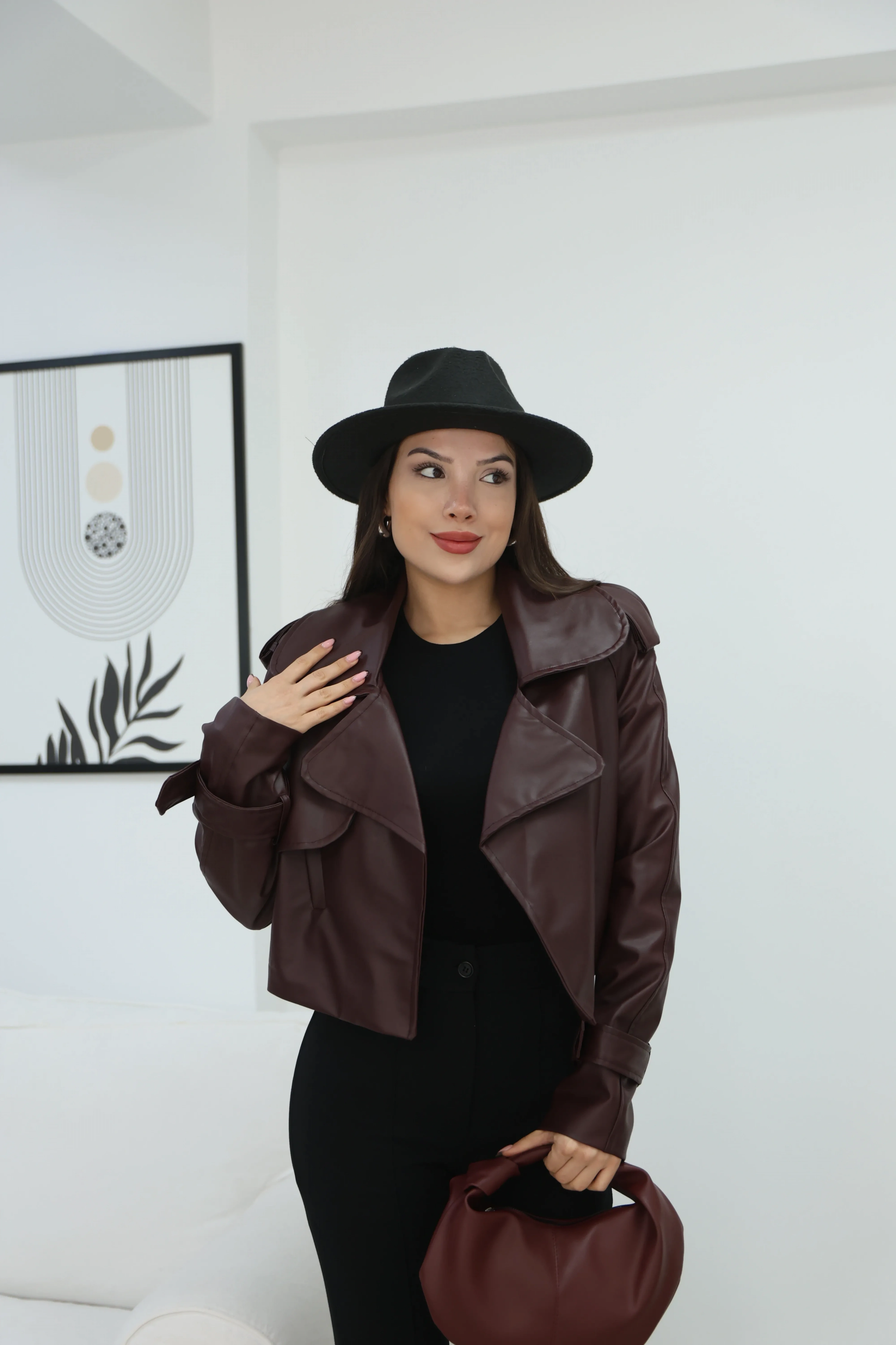 ASTARLI DERİ CEKET-MÜRDÜM