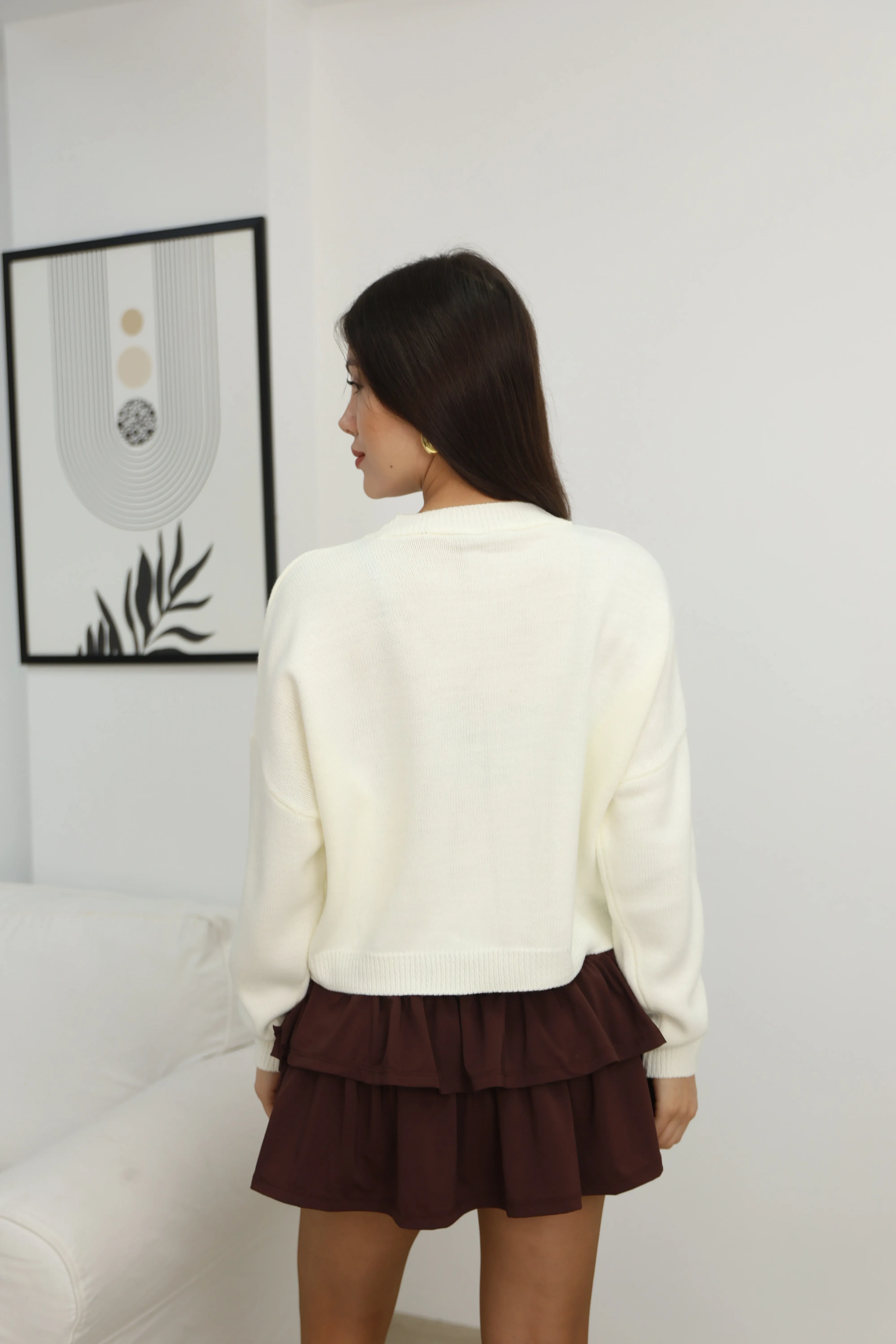 DESENLİ KAZAK- BEYAZ