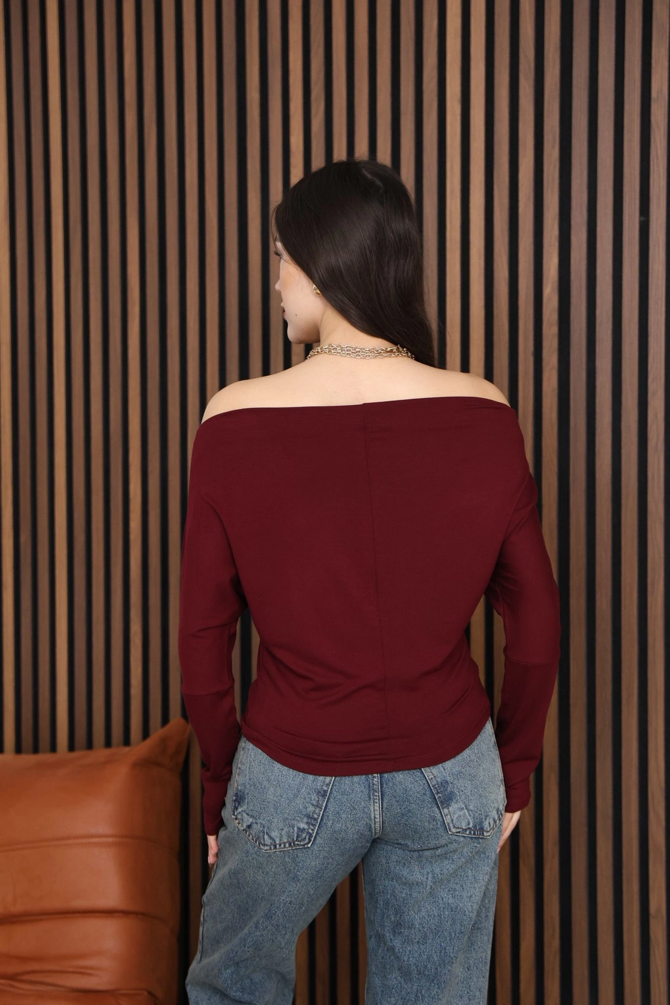 MADONNA YAKA BLUZ- BORDO
