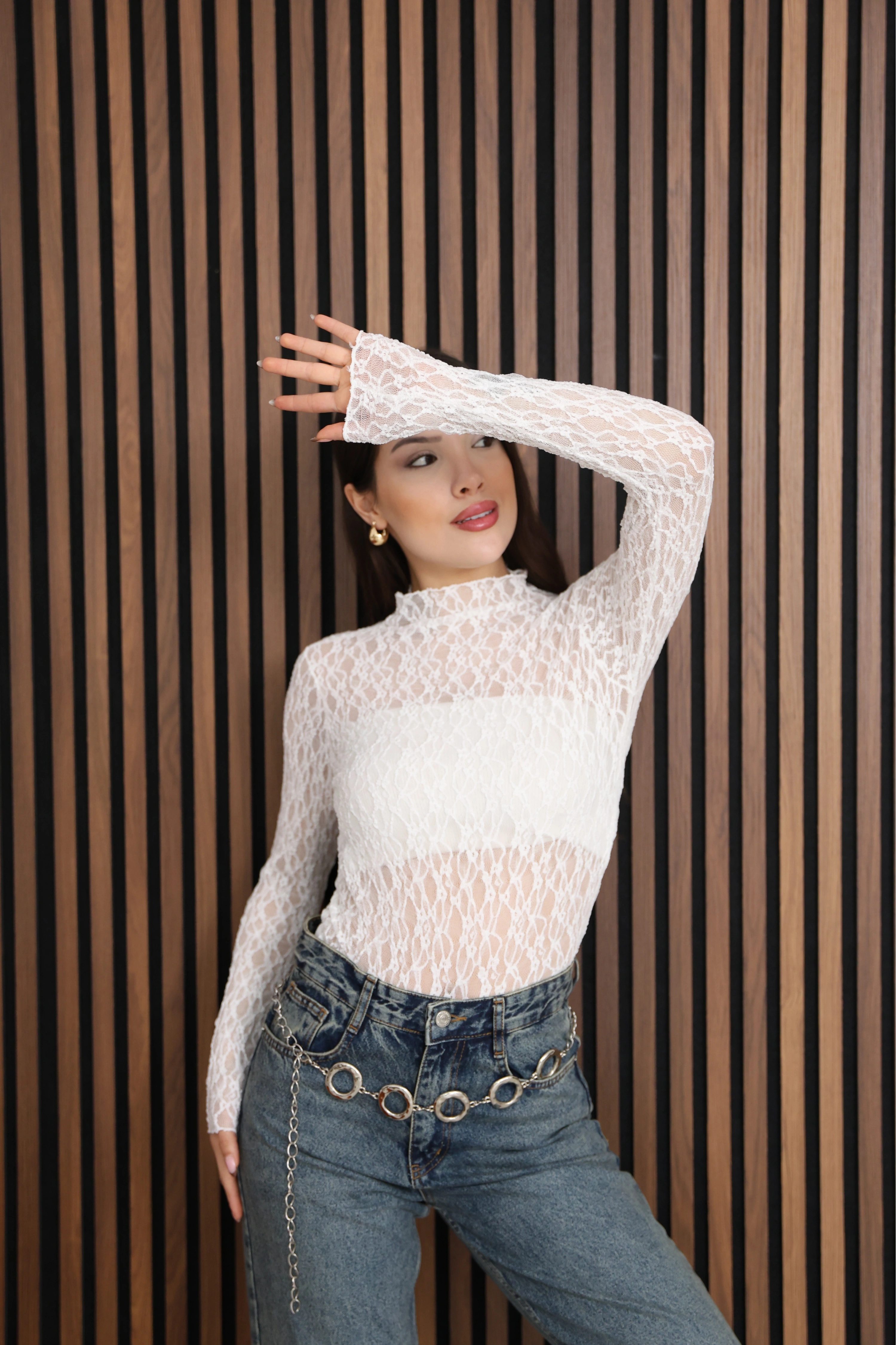 MUADİL TRANSPARAN BLUZ- BEYAZ