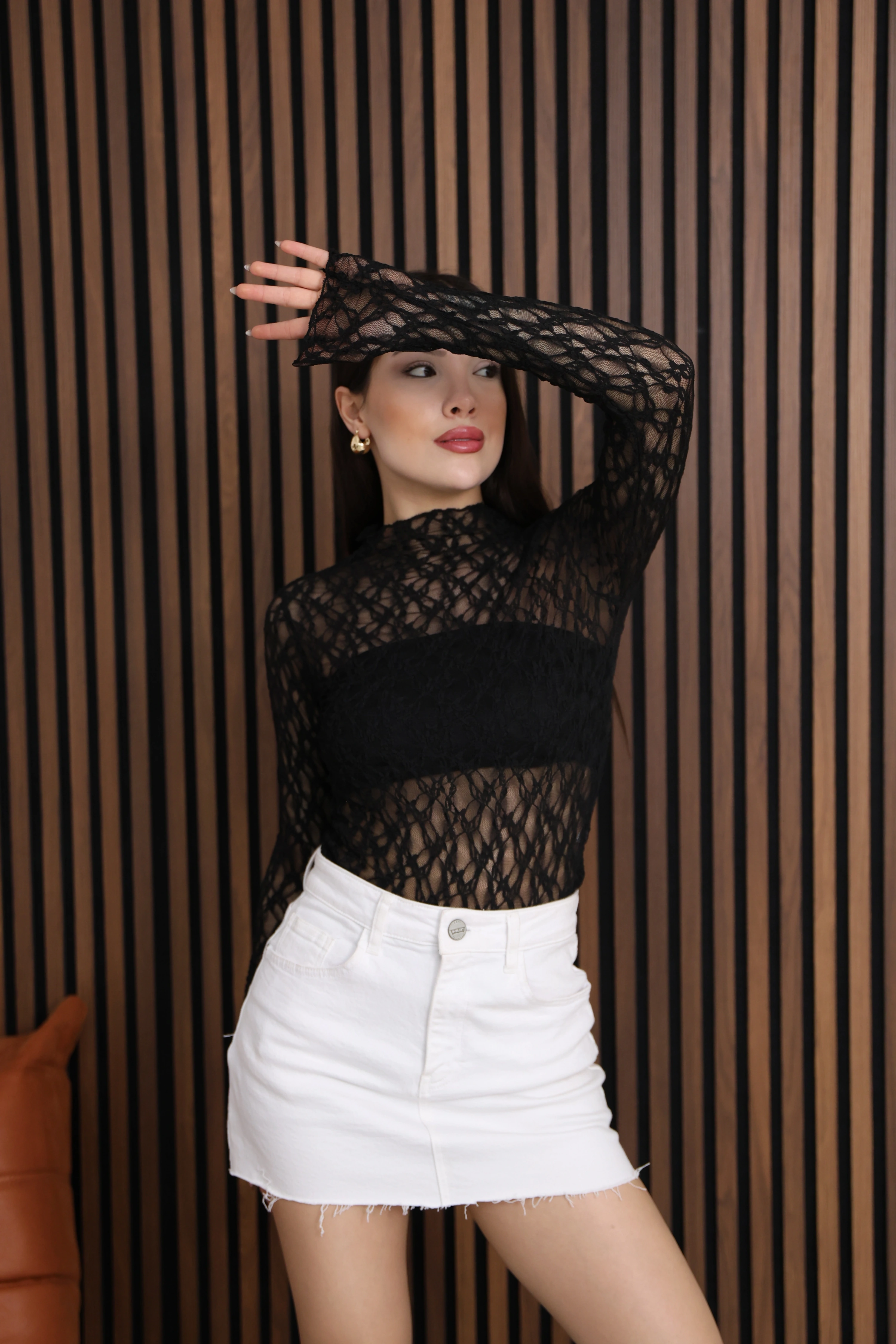 MUADİL TRANSPARAN BLUZ- SİYAH