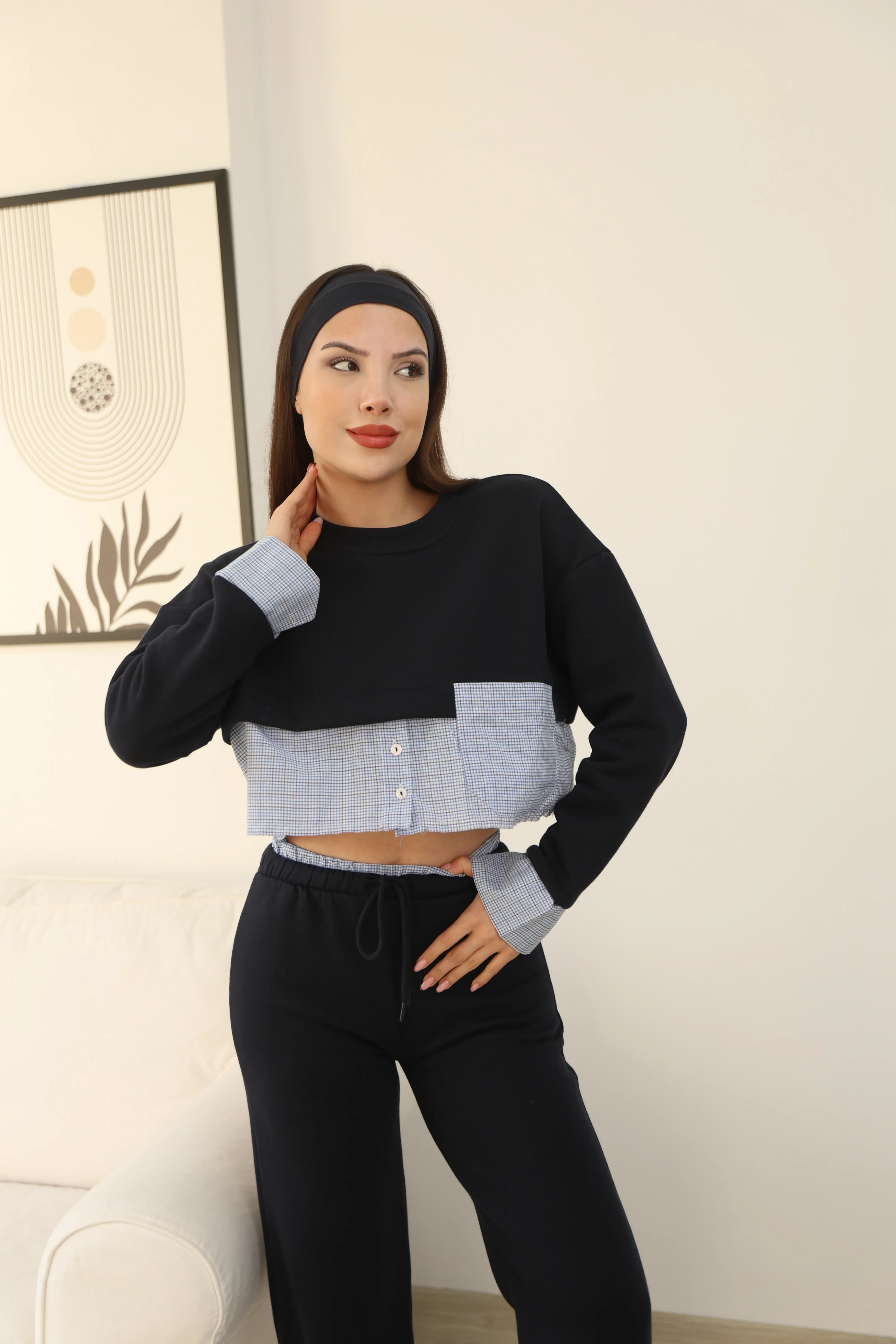 GÖMLEK TASARIM CROP ŞARDONLU TAKIM