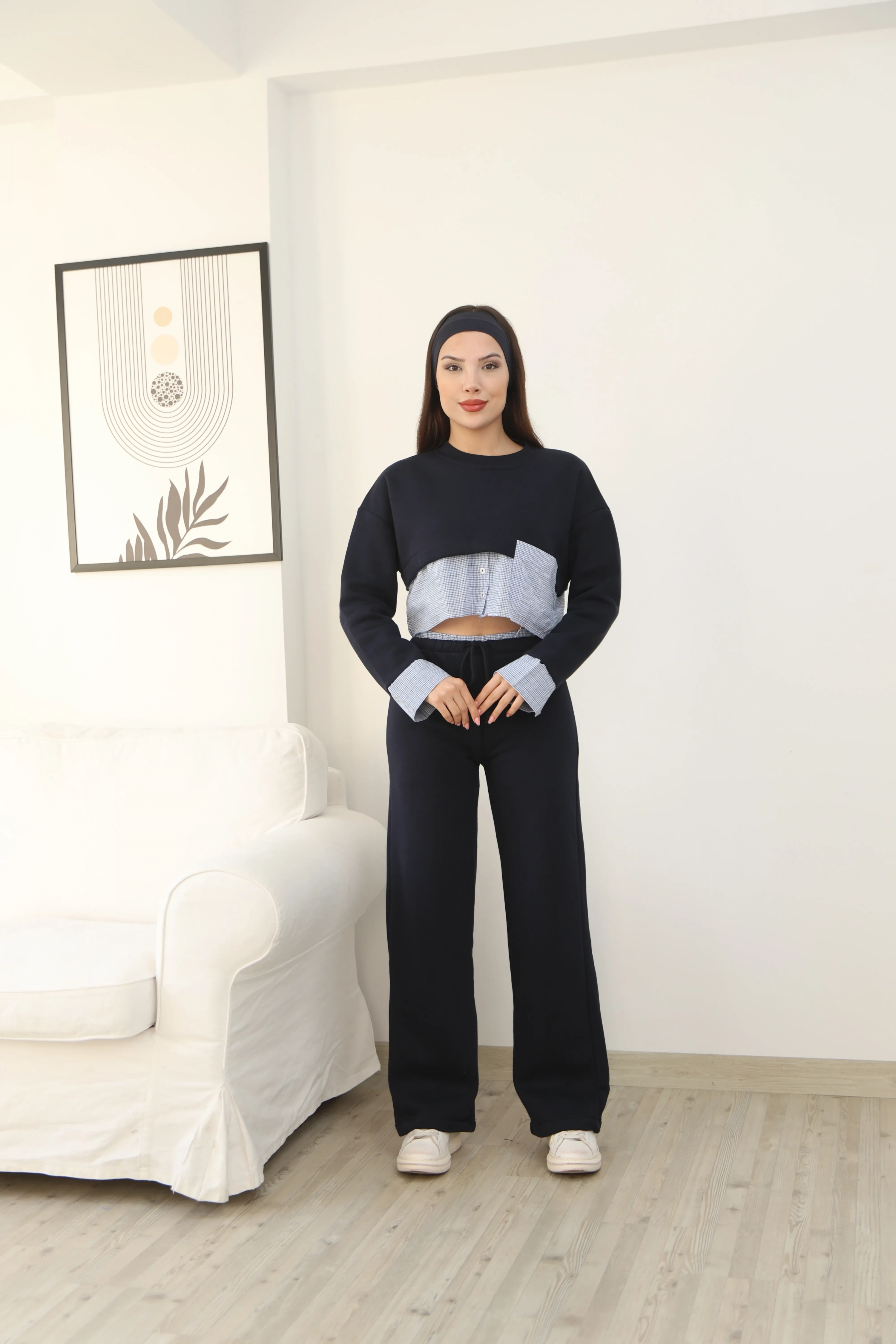 GÖMLEK TASARIM CROP ŞARDONLU TAKIM