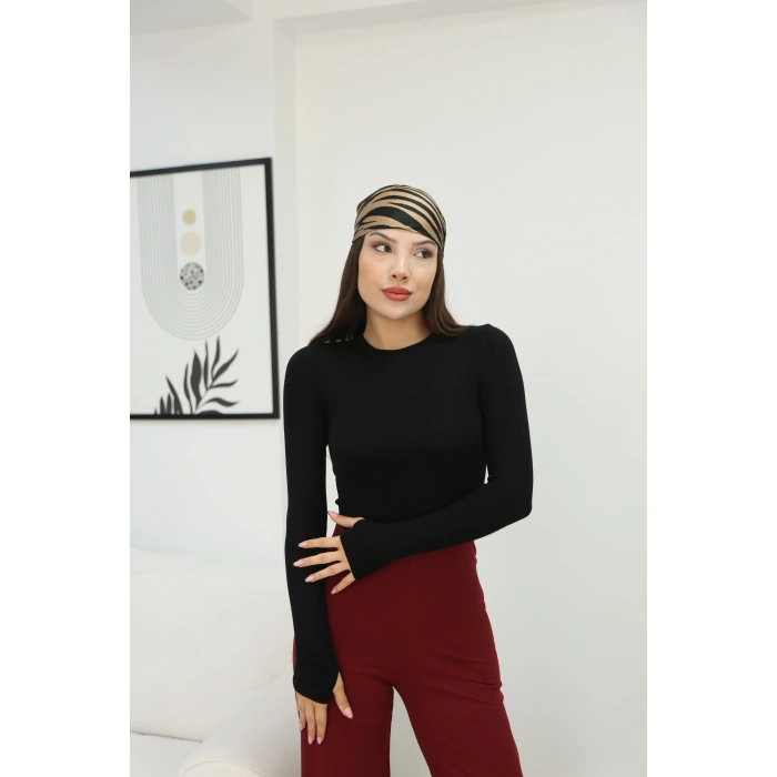 BİSİKLET YAKA BODY SUİT- SİYAH