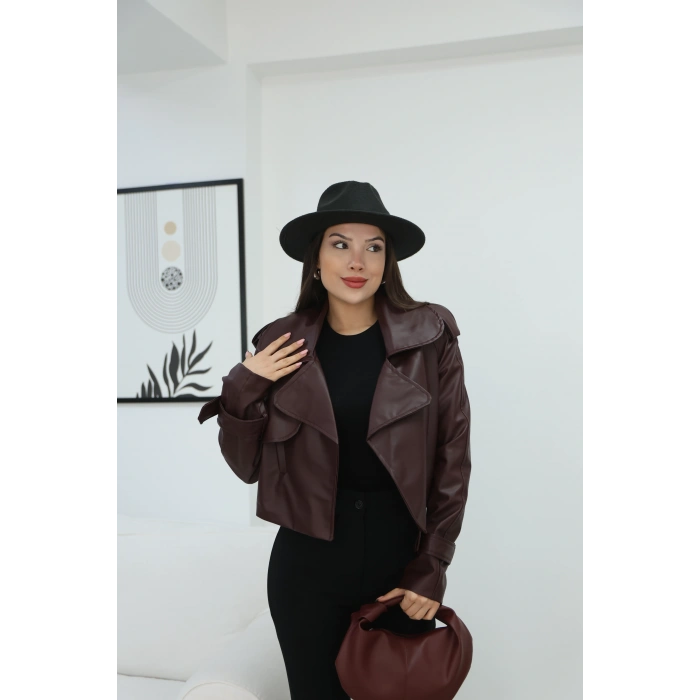 ASTARLI DERİ CEKET-MÜRDÜM