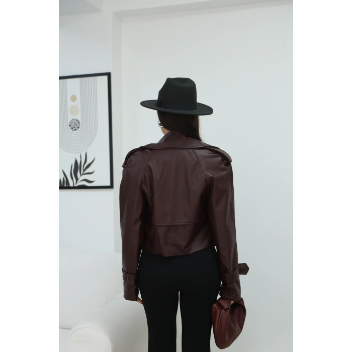 ASTARLI DERİ CEKET-MÜRDÜM