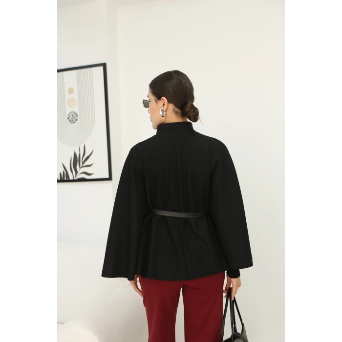 KEMERLİ KAŞE PELERİN- KIRMIZI