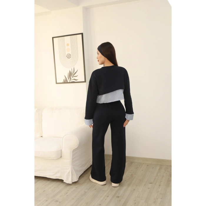 GÖMLEK TASARIM CROP ŞARDONLU TAKIM