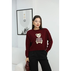 DESENLİ KAZAK- BORDO