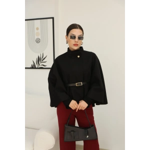 KEMERLİ KAŞE PELERİN- KIRMIZI