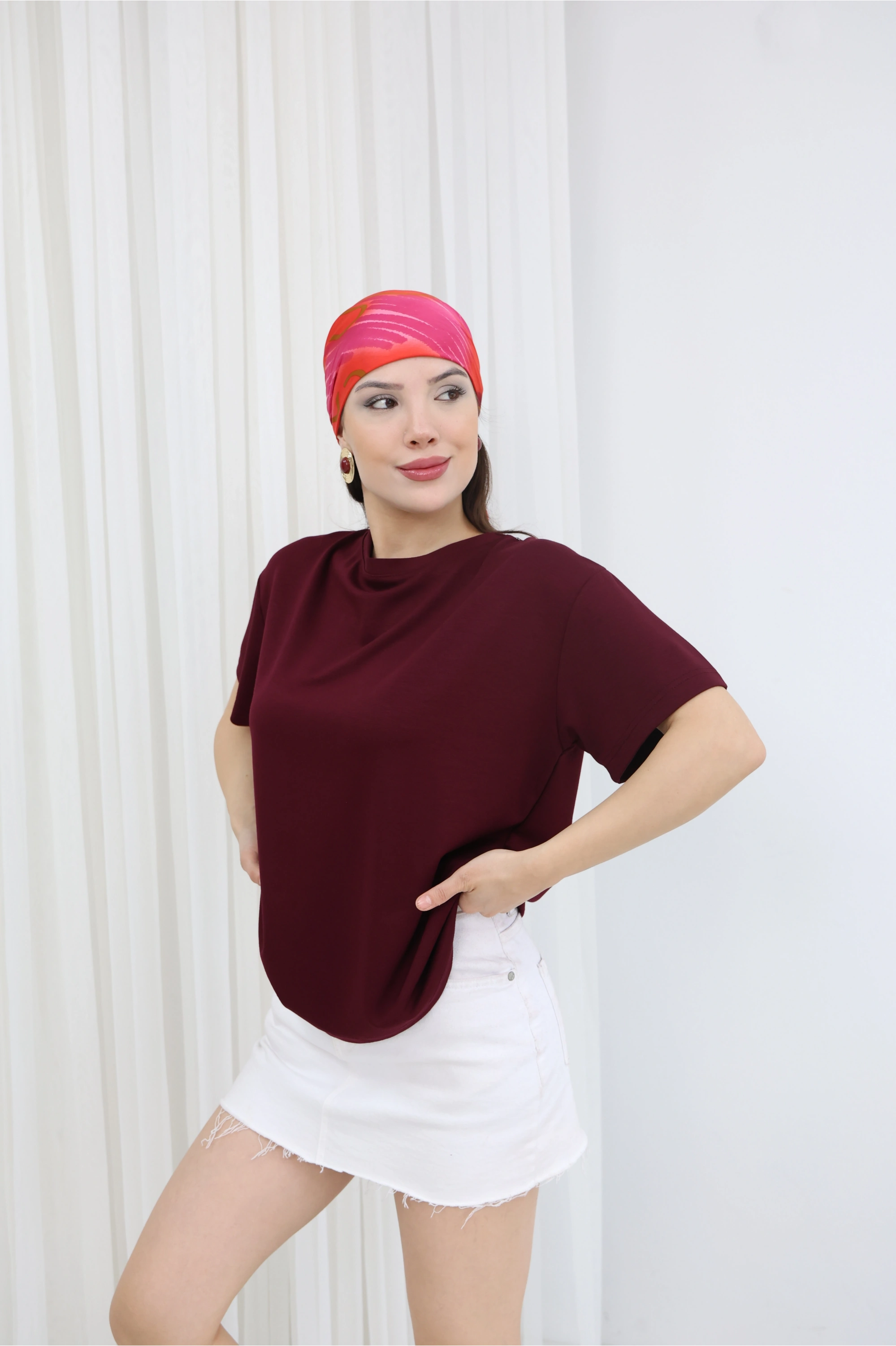 SIRT DANTEL DETAY MODAL BLUZ - BORDO