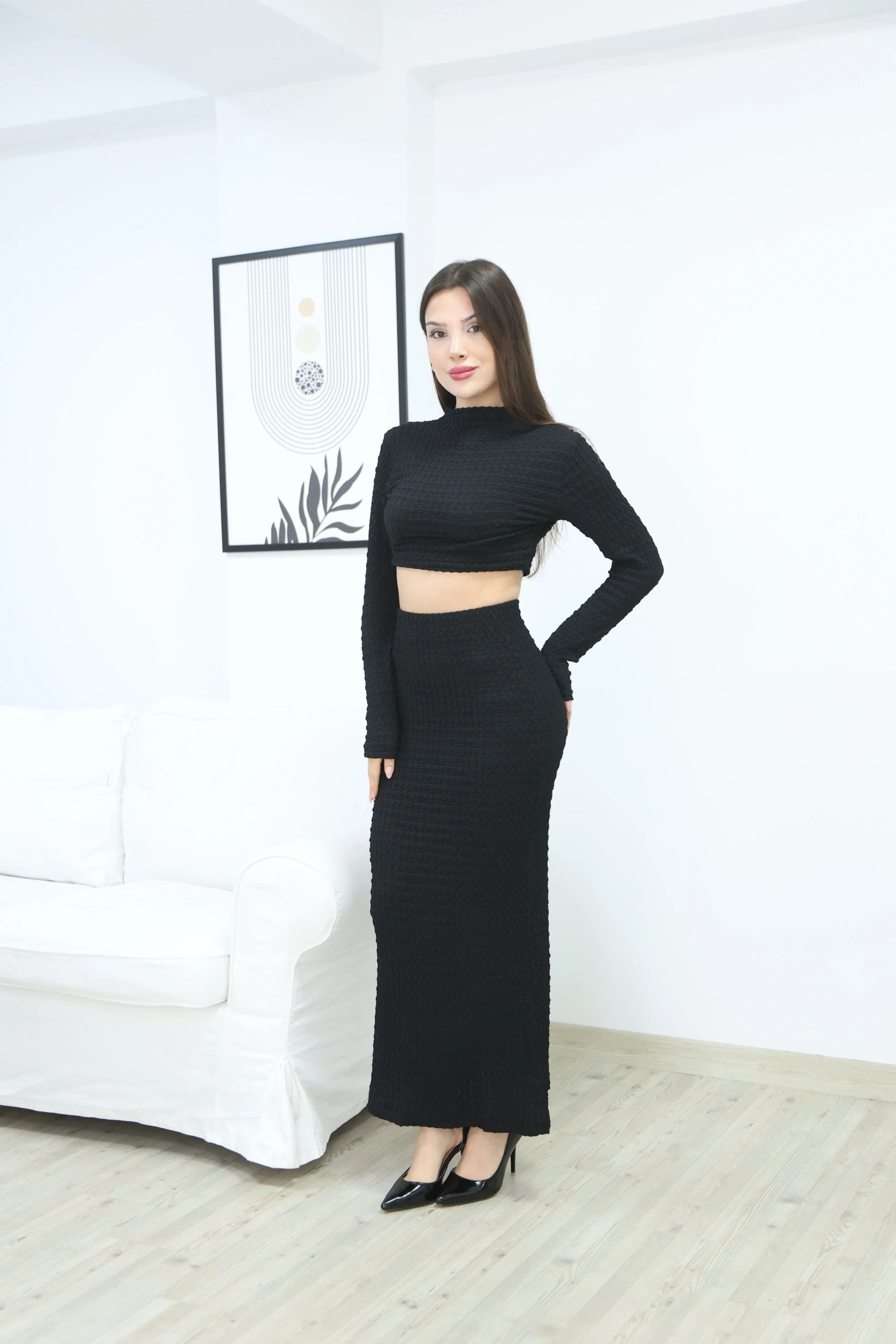 GOFRE CROP ETEK TAKIM- SİYAH