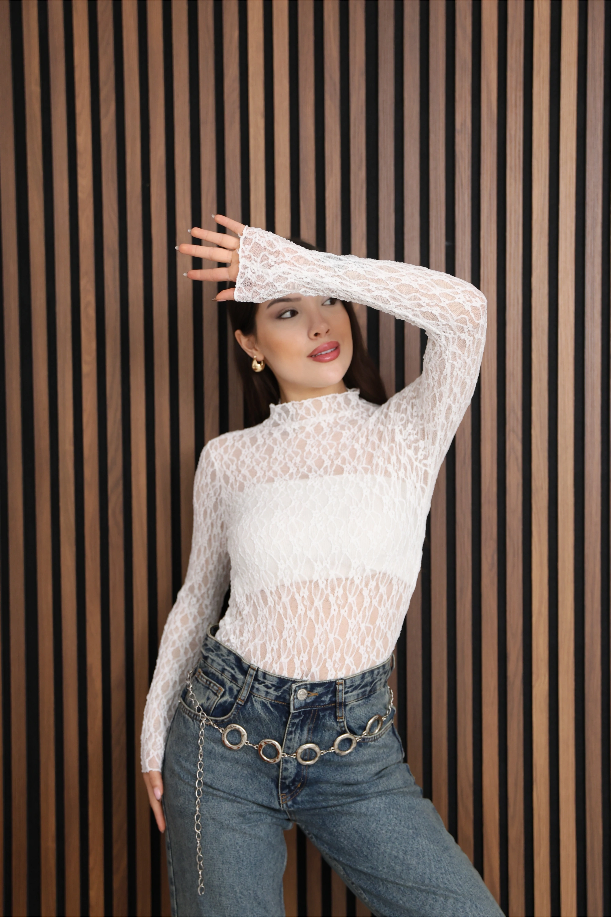 MUADİL TRANSPARAN BLUZ- BEYAZ